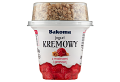 Bakoma Jogurt kremowy z malinami i granolą 230 g