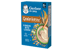 Gerber Grain & grow Kaszka 8 zbóż z lipą po 6 miesiącu 200 g