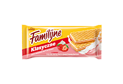 Familijne Klasyczne wafle o smaku truskawkowo-śmietankowym 180 g