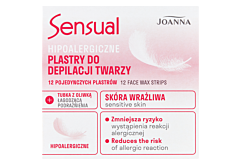 Joanna Sensual Hipoalergiczne plastry do depilacji twarzy 12 sztuk i Tubka z oliwką łagodzącą 10 ml