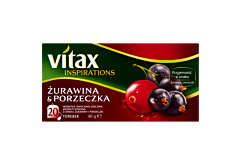 Vitax Inspirations Herbatka owocowo-ziołowa aromatyzowana o smaku żurawiny porzeczki 40 g (20 x 2 g)