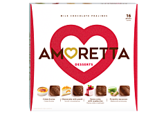 Amoretta Desserts Praliny w czekoladzie mlecznej w czterech smakach deserów 106 g (16 sztuk)