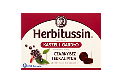 Herbitussin Czarny bez i eukaliptus Pastylki na kaszel i gardło Suplement diety 12 pastylek