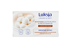 Luksja Creamy & Soft Kremowe mydło łagodzące mleczko bawełniane i prowitamina B5 90 g