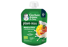 Gerber Organic Plant-tastic Deserek mango i brzoskwinia z musem kokosowym po 6 miesiącu 80 g