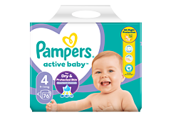 Pampers Active Baby 4, 76 Pieluszek,9kg - 14kg