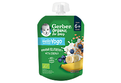 Gerber Organic Deserek banany jagoda z mlekiem fermentowanym i zbożami po 6. miesiącu 80 g