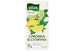 Vitax Inspiracje Herbatka owocowo-ziołowa aromatyzowana o smaku limonki i cytryny 40 g (20 x 2 g)