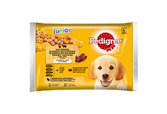 Pedigree Junior Mokra karma dla szczeniąt mix smaków z ryżem w galaretce 400 g (4 x 100 g)