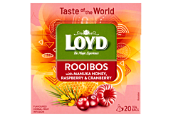 Loyd Herbatka ziołowo-owocowa aromatyzowana z rooibosem o smaku maliny i żurawiny 34 g (20 x 1,7 g)