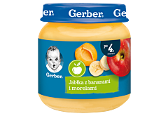 Gerber Jabłka z bananami i morelami po 4. miesiącu 125 g