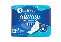 Always Ultra Day & Night (Rozmiar 3) Podpaski Ze skrzydełkami 7 sztuk