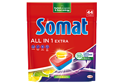 Somat All in 1 Extra Lemon & Lime Tabletki do mycia naczyń w zmywarkach 730,4 g (44 sztuki)