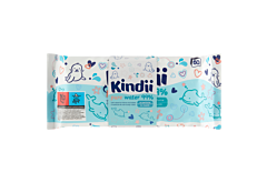 Kindii Pure Water 99 % Chusteczki dla niemowląt i dzieci 180 sztuk (3 x 60 sztuk)