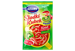 Gellwe Słodki Kubek 3 owoce Kisiel z kawałkami owoców truskawka kiwi jabłko 30 g