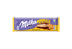 Milka Mmmax Czekolada mleczna z herbatnikiem i nadzieniem kakaowym 300 g