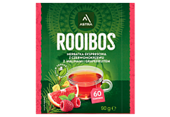 Astra Rooibos Herbatka ekspresowa Rooibos z malinami i grapefruitem 90 g (60 x 1,5 g)