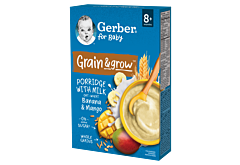 Gerber Grain & grow Kaszka owsiano-pszenna mleczna banan mango jabłko po 8 miesiącu 200 g