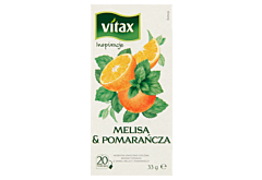 Vitax Inspiracje Herbatka owocowo-ziołowa aromatyzowana melisa & pomarańcza 33 g (20 x 1,65 g)