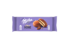 Milka Choc & Choc Ciastka biszkoptowe przekładane nadzieniem kakaowym oblane czekoladą mleczną 150 g