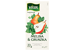 Vitax Inspiracje Herbatka owocowo-ziołowa aromatyzowana o smaku melisy i gruszki 40 g (20 x 2 g)