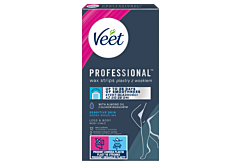 Veet Professional Plastry z woskiem skóra wrażliwa 12 sztuk i 2 chusteczki