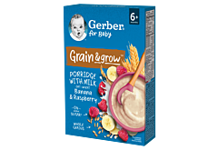 Gerber Grain & grow Kaszka owsiano-pszenna mleczna banan malina po 6 miesiącu 200 g