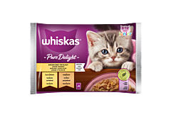 Whiskas Pure Delight Junior Mokra karma dla kociąt drobiowe frykasy galaretka 340 g (4 x 85 g)