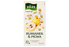 Vitax Inspiracje Herbatka ziołowo-owocowa aromatyzowana o smaku rumianku i pigwy 30 g (20 x 1,5 g)