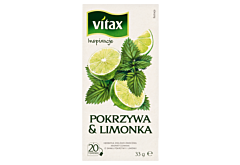 Vitax Inspiracje Herbatka ziołowo-owocowa aromatyzowana o smaku pokrzywy i limonki 33 g (20 x 1,65 g