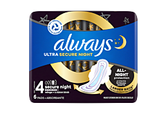 Always Ultra Podpaski Secure Night (rozmiar 4) ze skrzydełkami x6